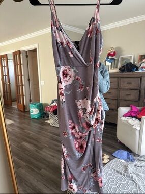 Windsor Mauve Floral Wrap Dress with Pink and White Blooms